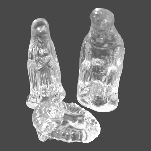 HP 😀 Vtg Silent Night Collection Crystaline Glass Nativity Scene Set-6 Pcs - Picture 3 of 8